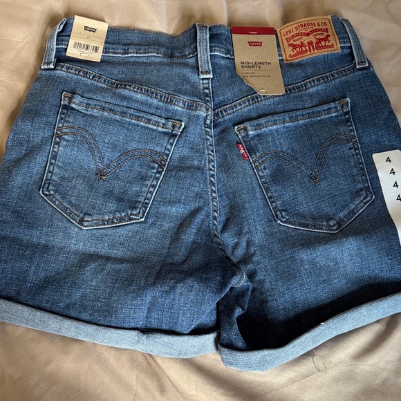 Levi's Blue Denim Shorts with Rolled Hem - Picture 4 of 5
